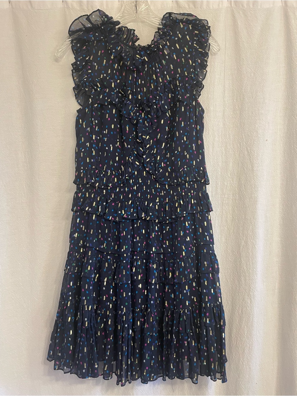 Rebecca Taylor blue and gold print dress, size 4